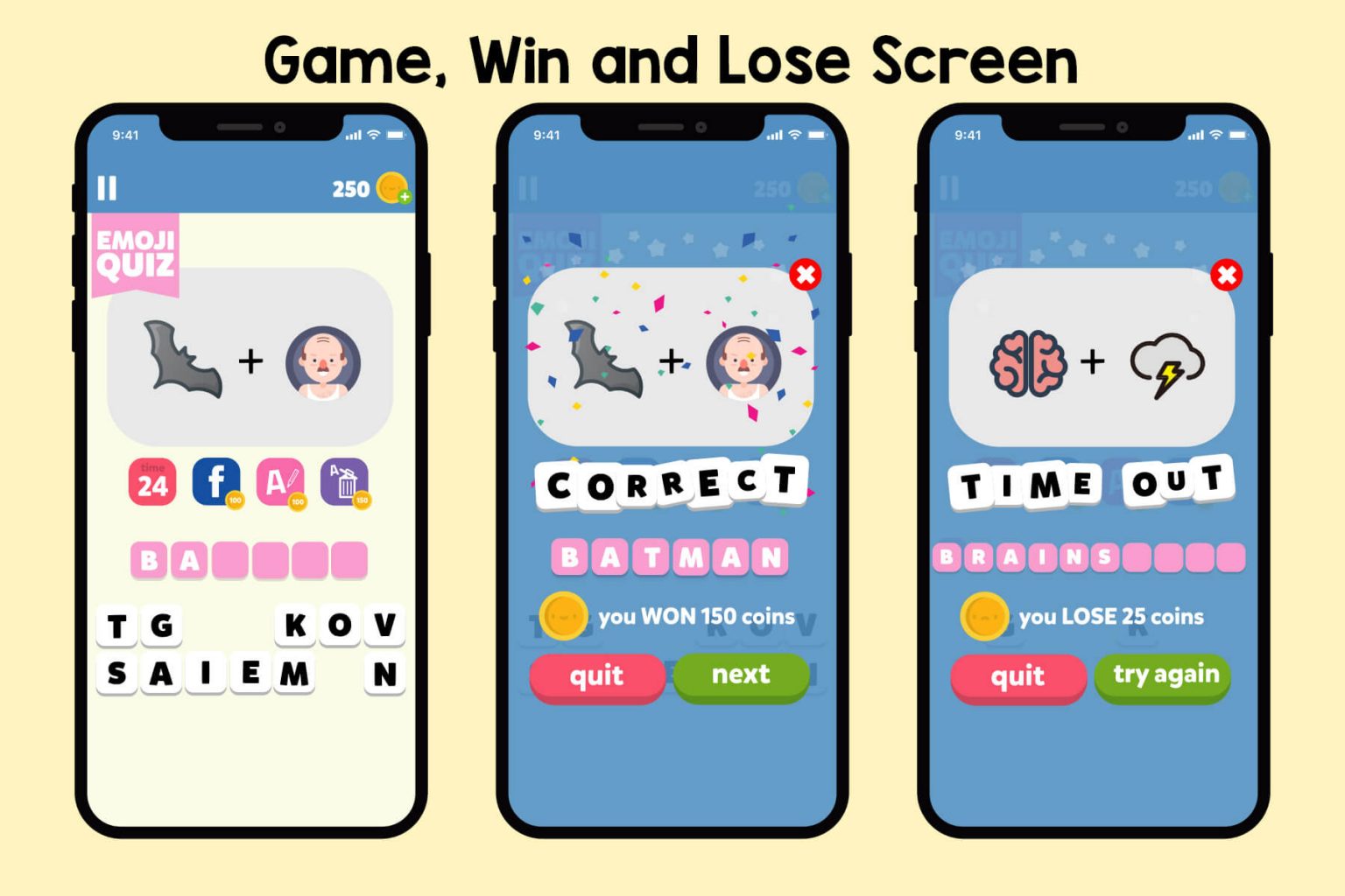 Emoji Quiz Game GUI Kit Download Pack