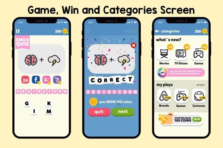 Emoji Quiz Game GUI Kit