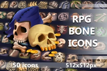 Free 50 Bone and Skull RPG Icons
