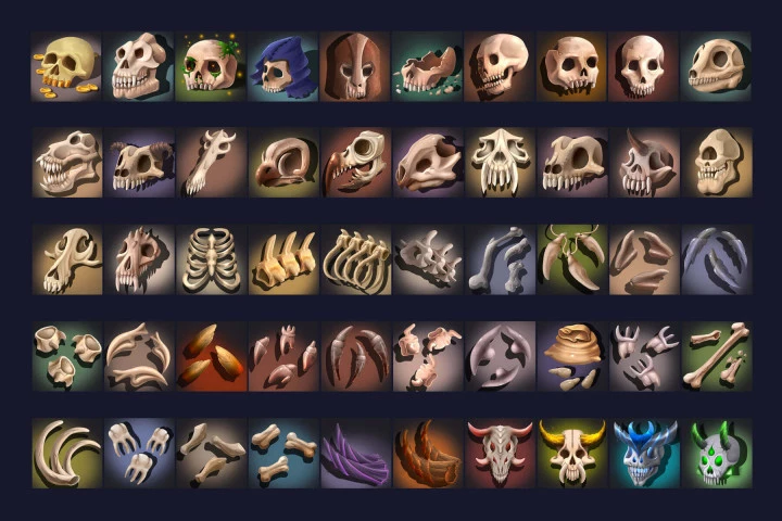 Free 50 Bone and Skull RPG Icons
