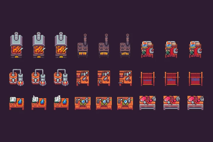 Craft Station Pixel Art Objects