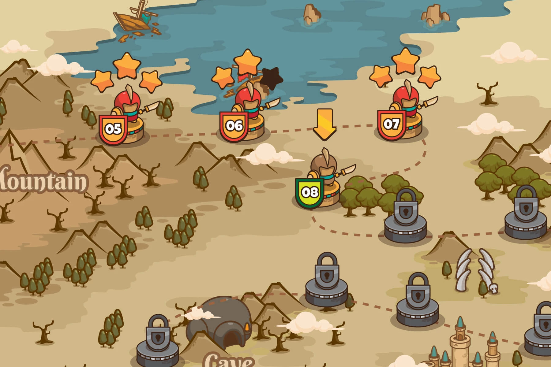Premium Vector  Desert game level map