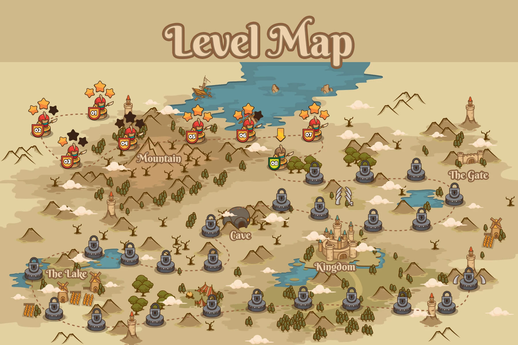 Premium Vector  Desert game level map