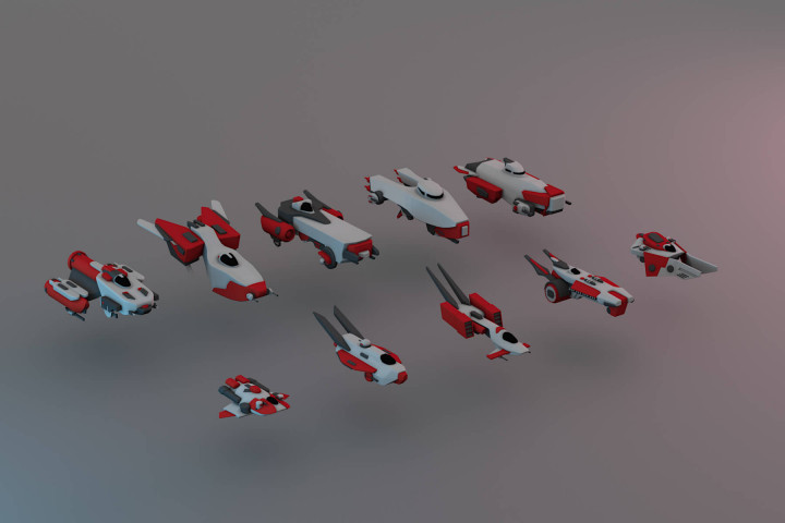 Free Battle Spaceship 3D Low Poly Model Pack - CraftPix.net