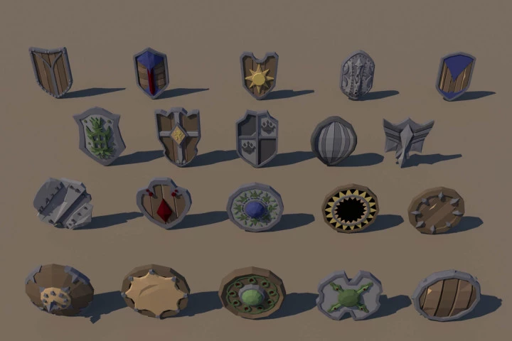 Free Shield 3D Low Poly Models