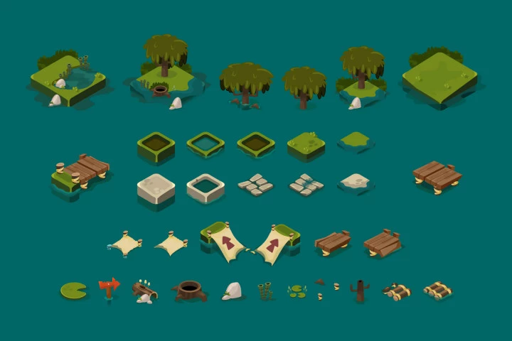 Isometric Swamp Game Tileset