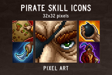 Pirate Skill Icons Pixel Art