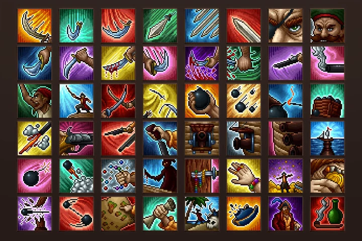 Pirate Skill Icons Pixel Art