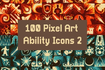 Pyromancer and Hydrosophist Ability Icons Pixel Art