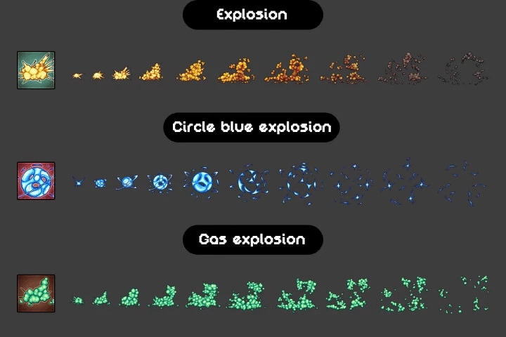 11 Free Pixel Art Explosion Sprites