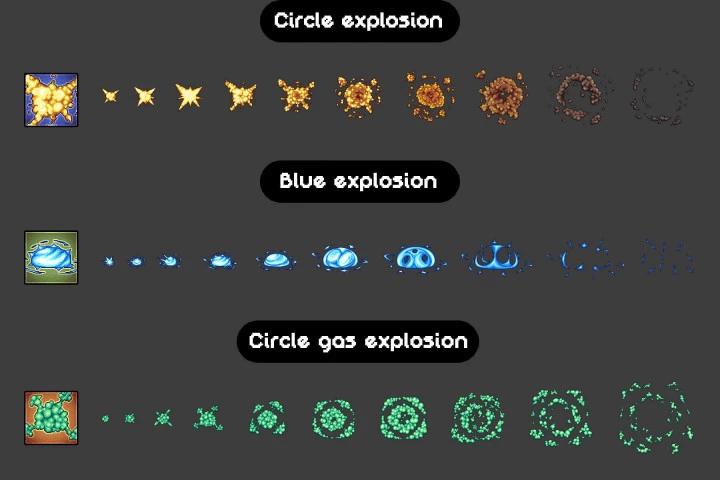 11 Free Pixel Art Explosion Sprites