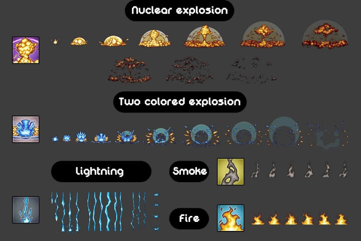 11 Free Pixel Art Explosion Sprites