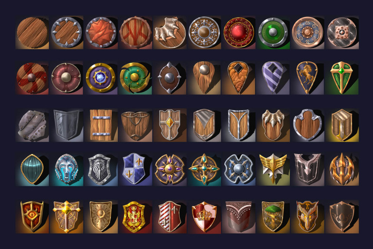 50 Shields RPG Icon Pack Download