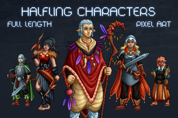 Halfling Characters Pixel Art