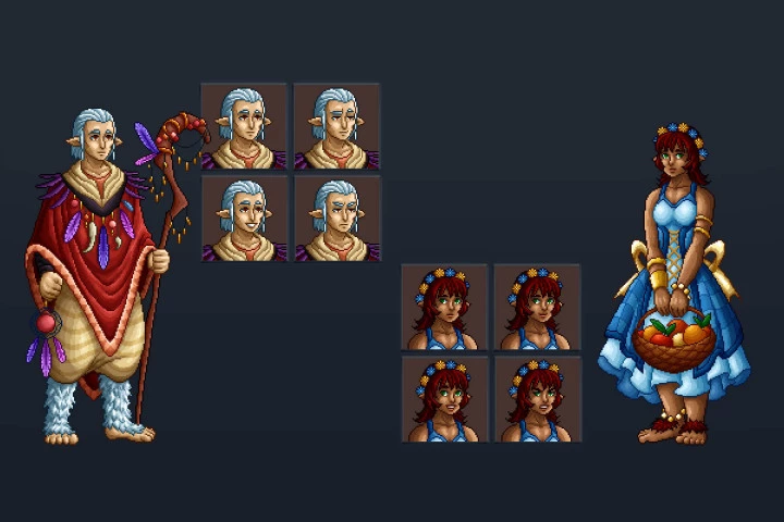 Halfling Characters Pixel Art