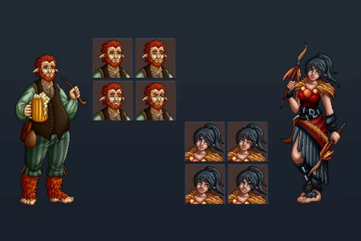 Halfling Characters Pixel Art