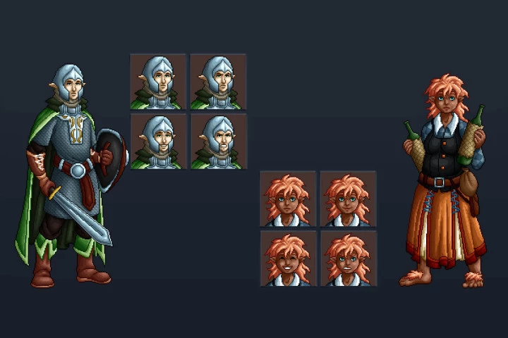 Halfling Characters Pixel Art