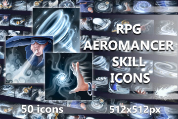Free 50 RPG Aeromancer Skill Icons