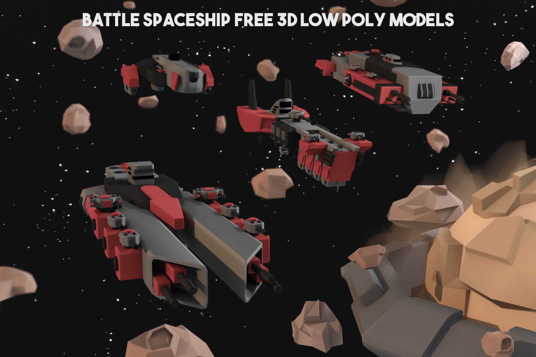 Battle SpaceShip Free 3D Low Poly Models Download 