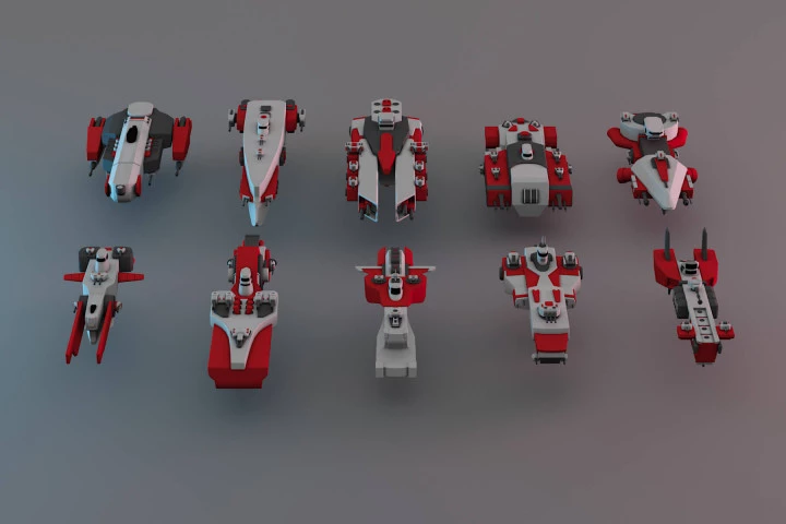 Battle SpaceShip Free 3D Low Poly Models