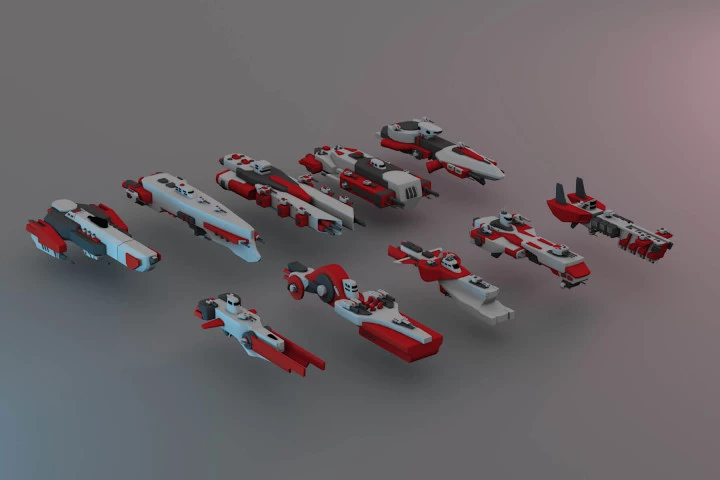 Battle SpaceShip Free 3D Low Poly Models