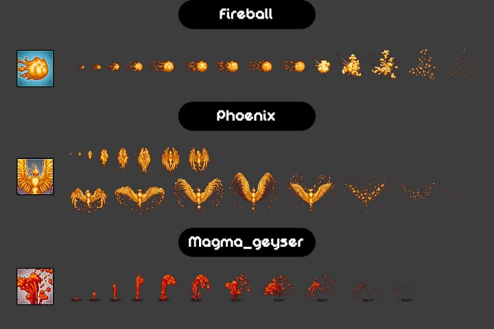 Fire Magic Effects Pixel Art