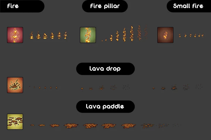Fire Magic Effects Pixel Art