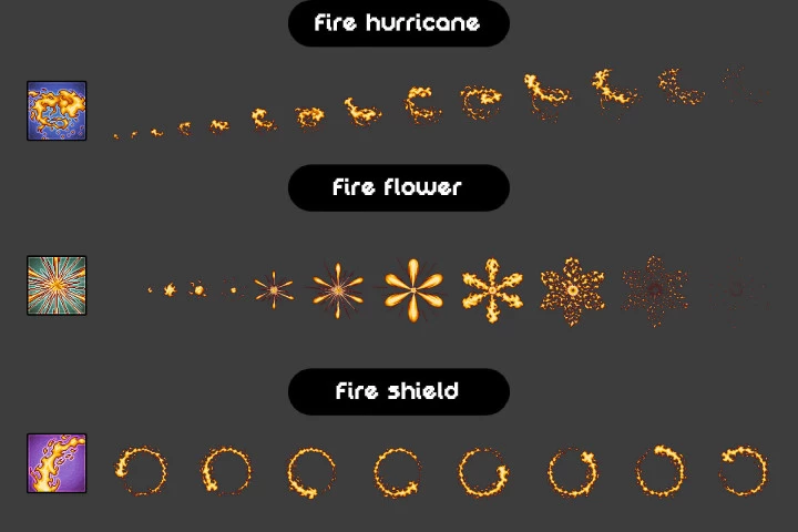 Fire Magic Effects Pixel Art