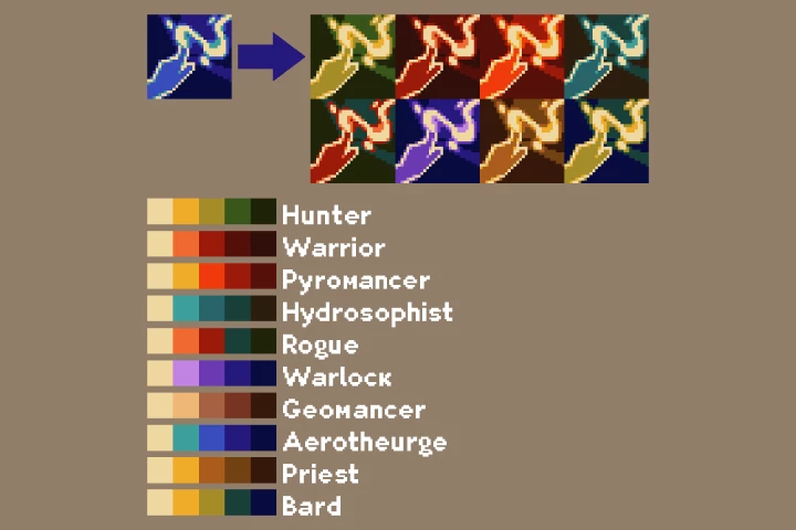 Geomancer and Aerotheurge Ability Icons Pixel Art