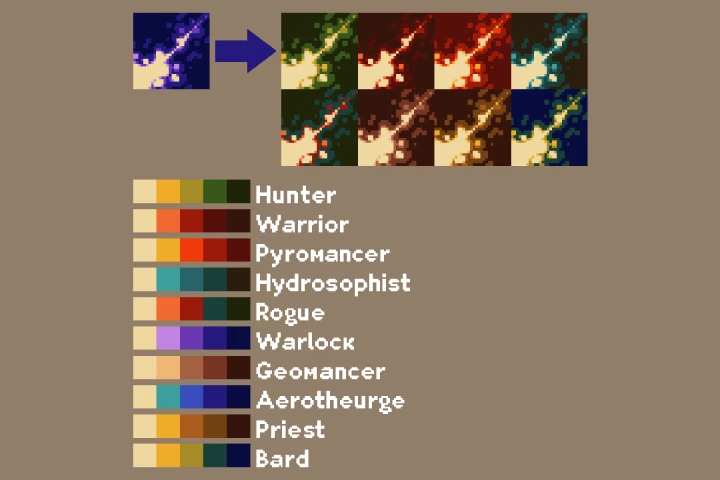 Rogue and Warlock Ability Icons Pixel Art