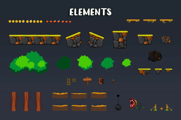 Forest Platformer Level Assets