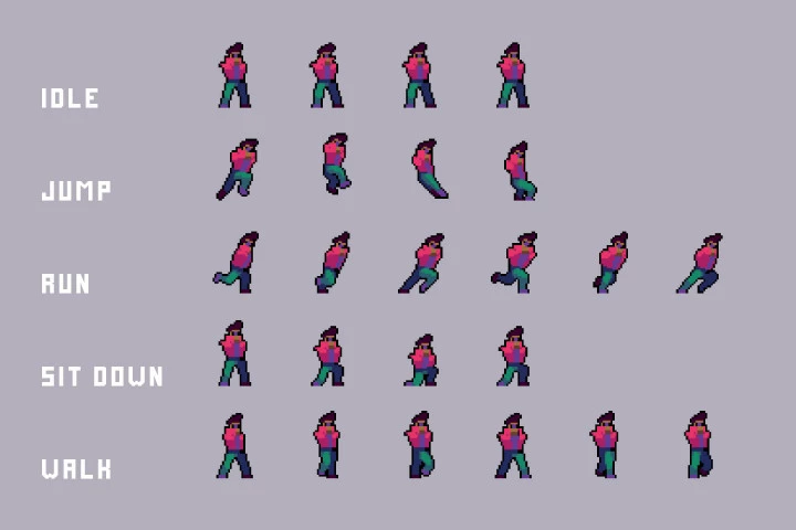 Free Guns Pack 2 for Main Characters Pixel Art