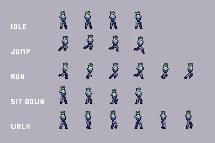 Free Guns Pack 2 for Main Characters Pixel Art