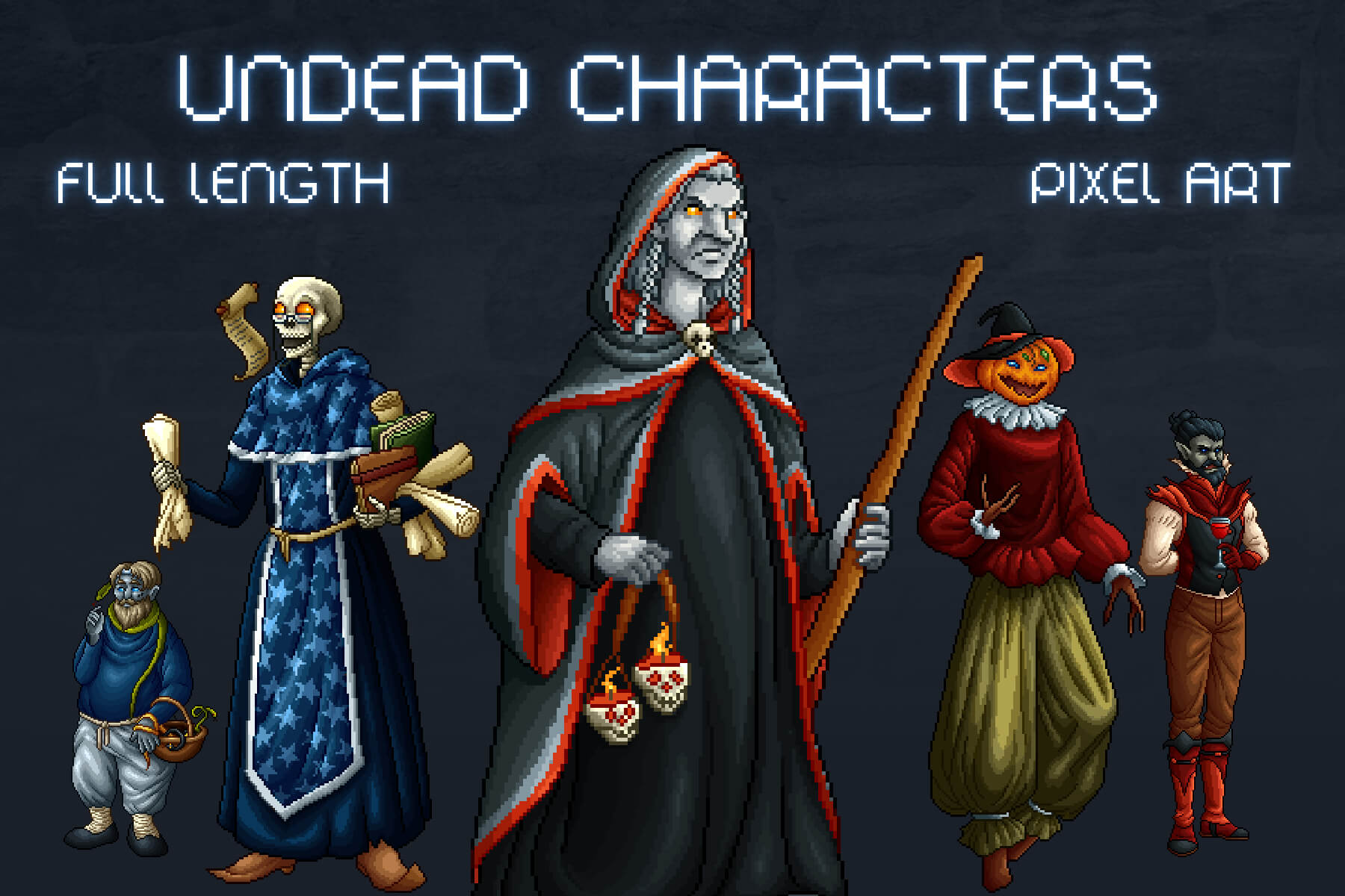 Undead Characters Full Length Pixel Art