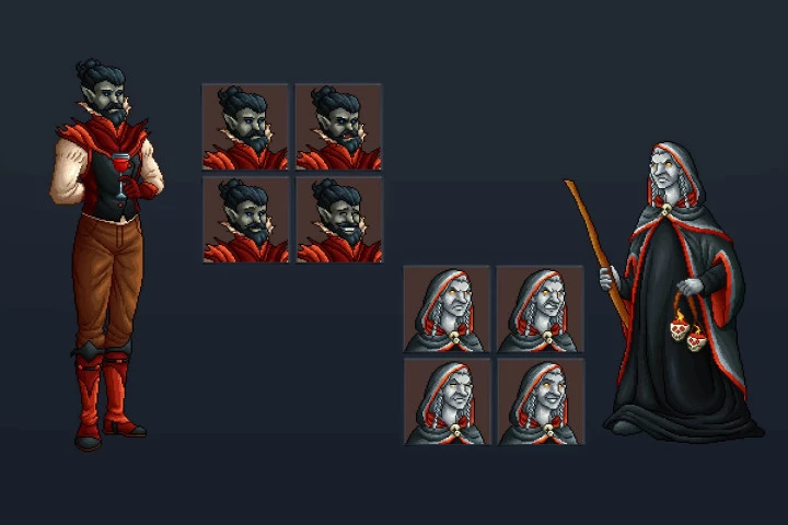 Undead Characters Full Length Pixel Art