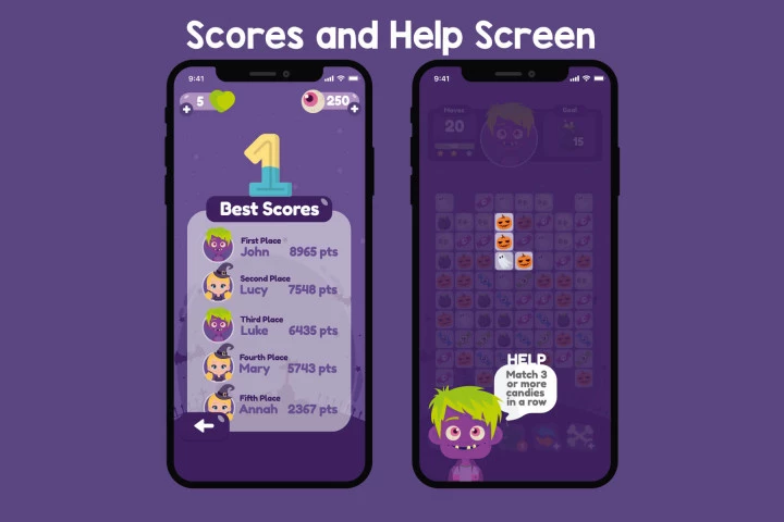 Halloween Match 3 Game UI Assets