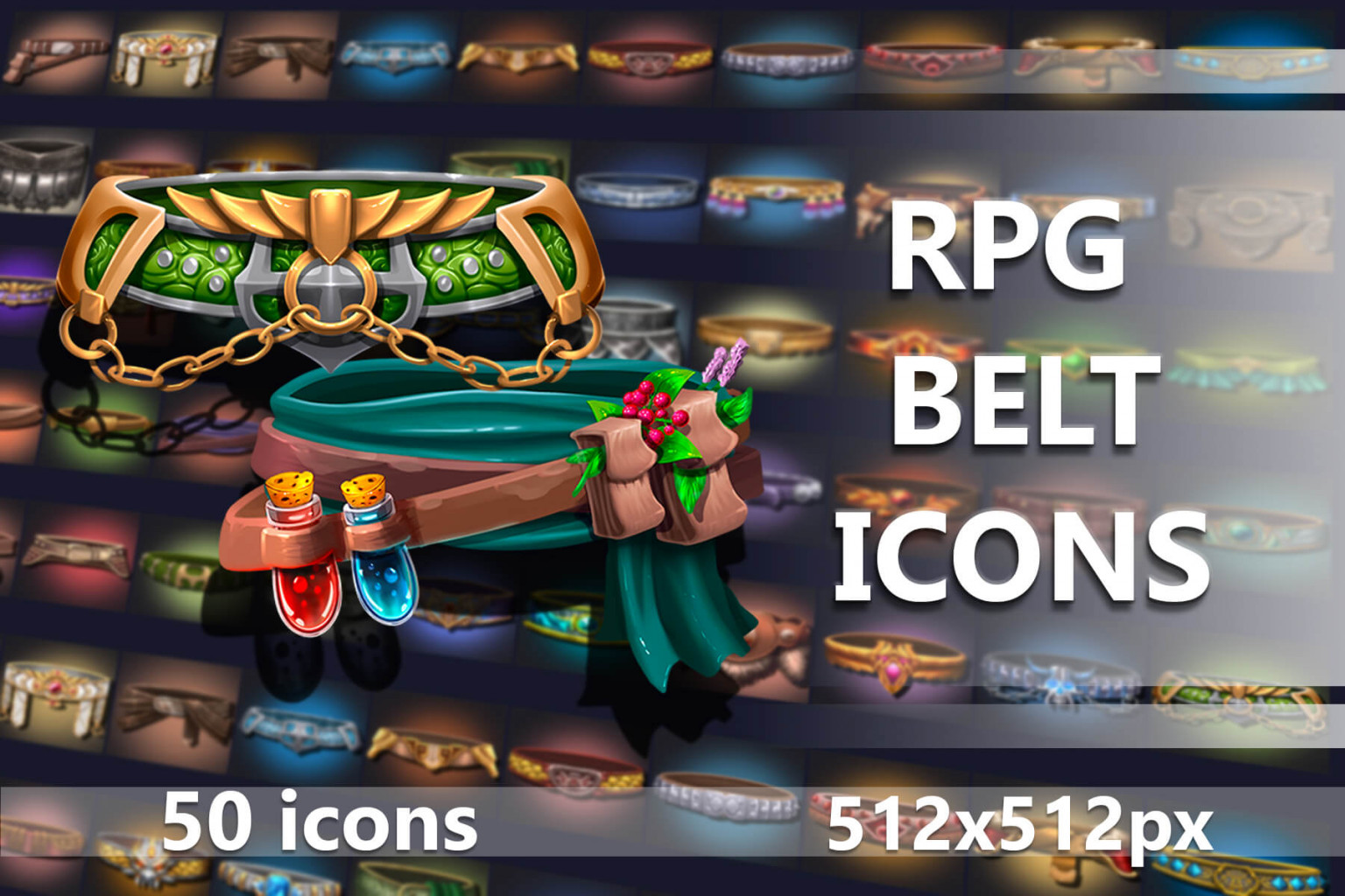 50 RPG Belt Icons Download Pack - CraftPix.net