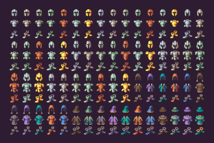 RPG Icons Pixel Art Equipment Sets