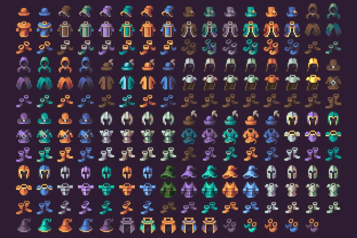 RPG Icons Pixel Art Equipment Sets