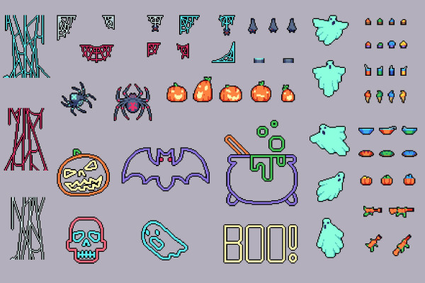 Free Halloween Decorations, Characters and Items Pixel Art - CraftPix.net