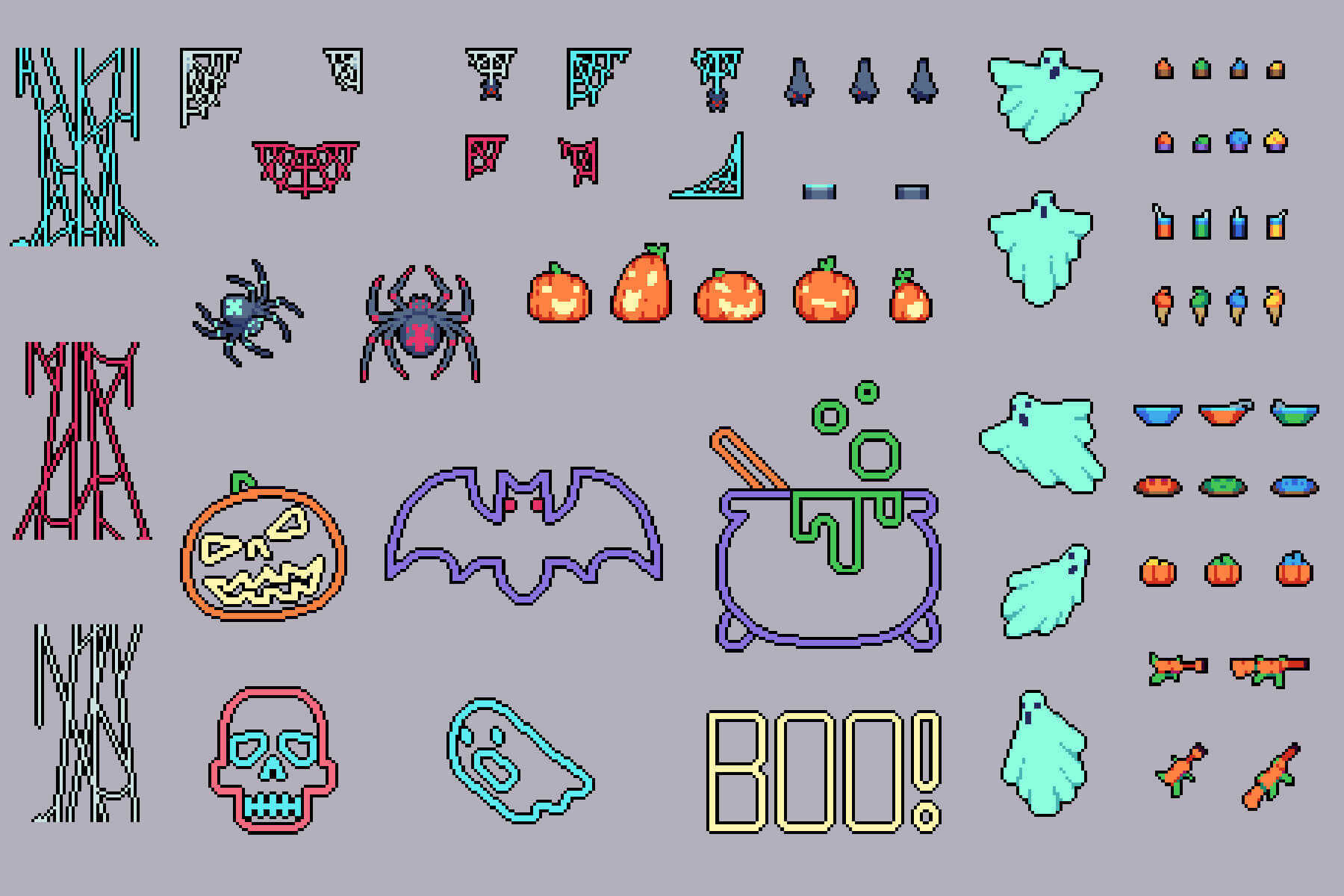 Free Halloween Decorations, Characters and Items Pixel Art - CraftPix.net