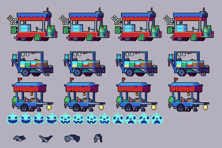Free Halloween Decorations, Characters and Items Pixel Art