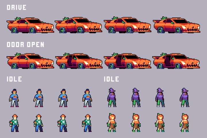 Free Halloween Decorations, Characters and Items Pixel Art