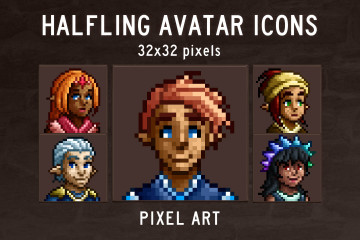 Halfling Avatar Icons Pixel Art