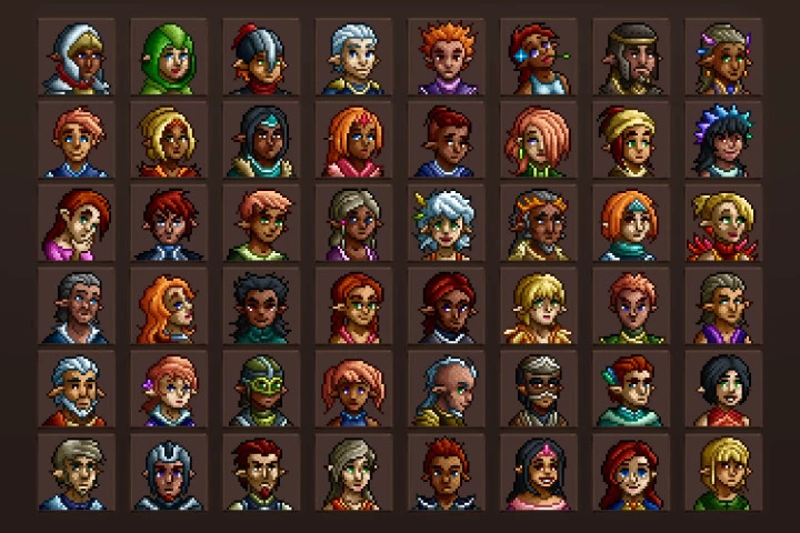Halfling Avatar Icons Pixel Art