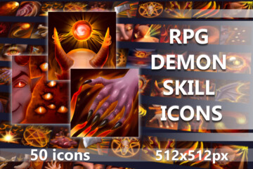 50 Demon Skill Game Icons