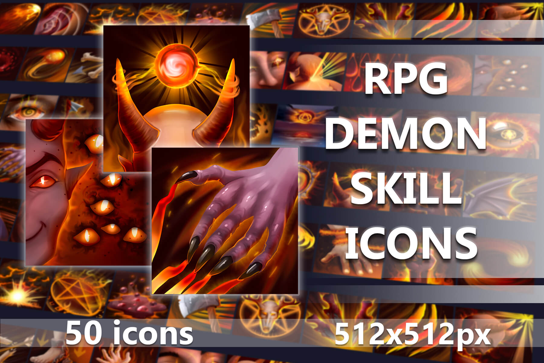 Demon Skill Icons 32x32 Pixel Art Download 