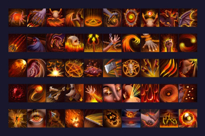 50 Demon Skill Game Icons