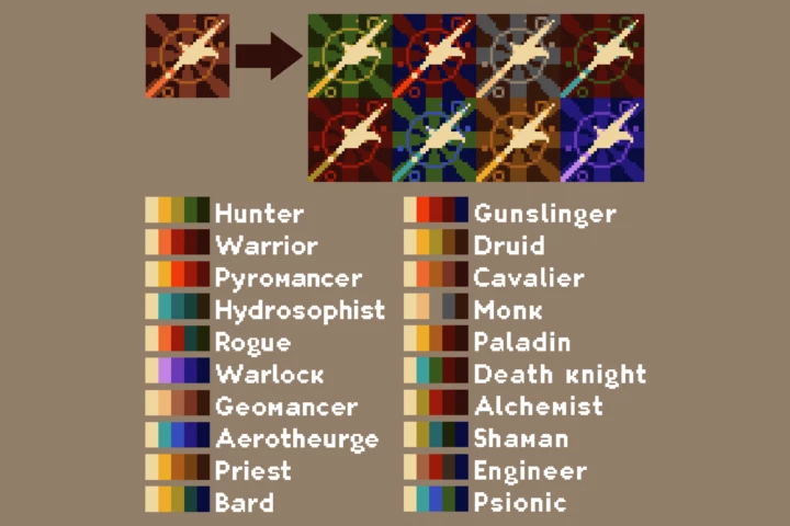 Cavalier and Monk Pixel Art Icon Set