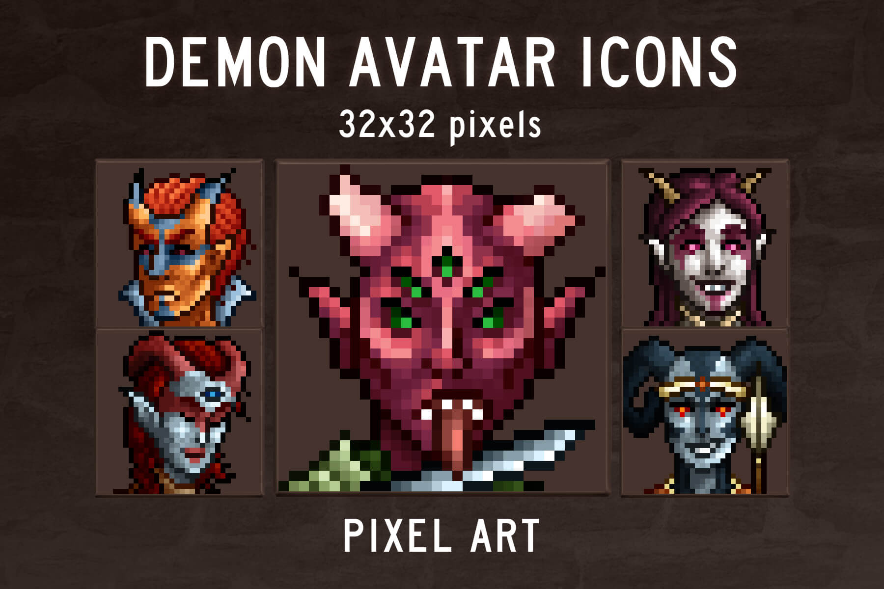 Premium Vector  Four avatar with pixel art style